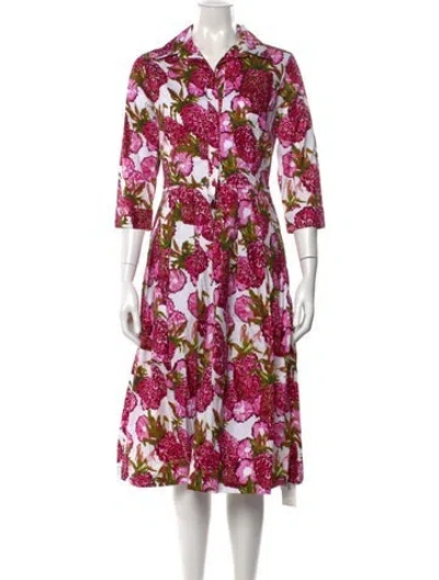Pre-owned Samantha Sung Floral Print Midi Length Dress W/ Tags In Purple