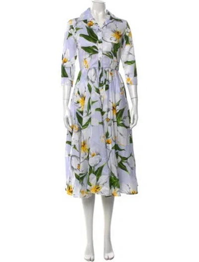 Pre-owned Samantha Sung Floral Print Midi Length Dress W/ Tags In Purple
