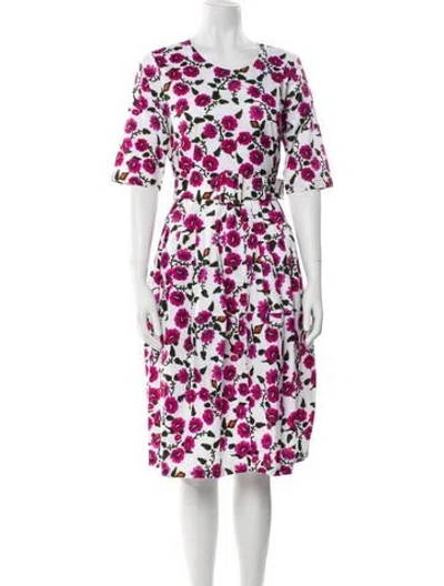 Pre-owned Samantha Sung Floral Print Midi Length Dress W/ Tags In Red