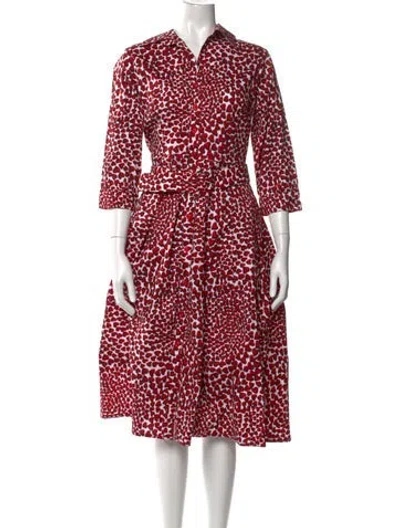 Pre-owned Samantha Sung Floral Print Midi Length Dress W/ Tags In Red
