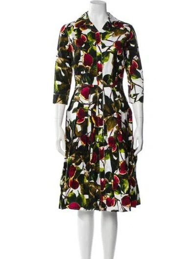 Pre-owned Samantha Sung Floral Print Midi Length Dress W/ Tags In White