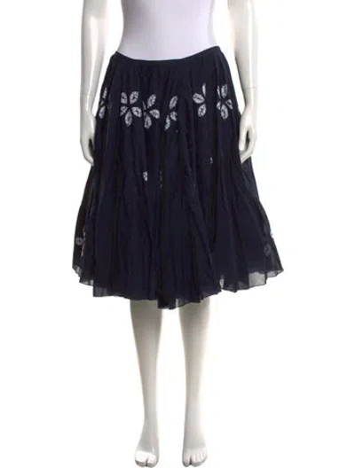 Pre-owned Samantha Sung Floral Print Midi Length Skirt In Black