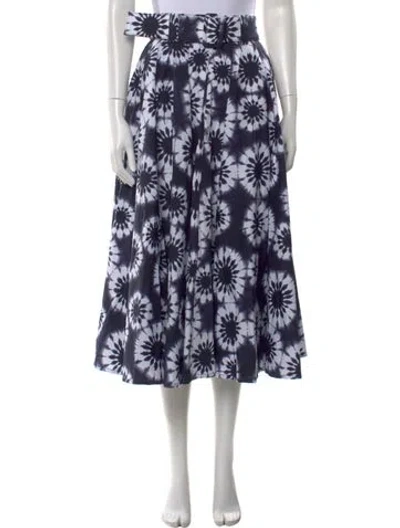 Pre-owned Samantha Sung Floral Print Midi Length Skirt In Blue