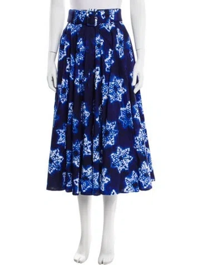 Pre-owned Samantha Sung Floral Print Midi Length Skirt In Blue