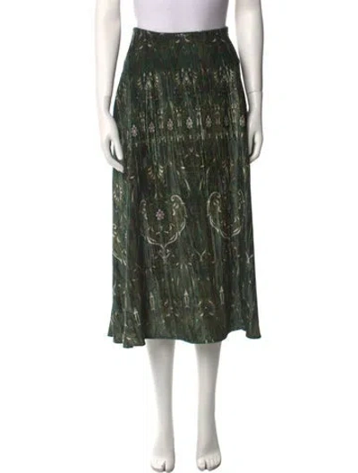 Pre-owned Samantha Sung Floral Print Midi Length Skirt In Green