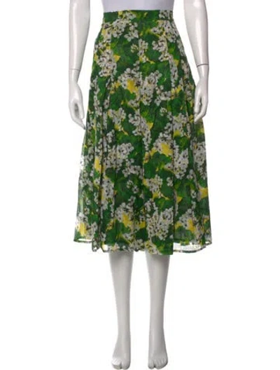 Pre-owned Samantha Sung Floral Print Midi Length Skirt In Green