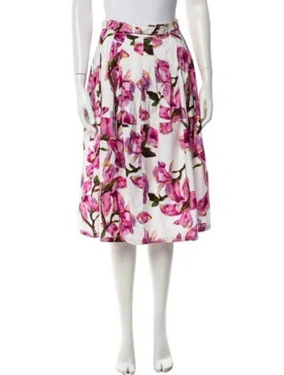 Pre-owned Samantha Sung Floral Print Midi Length Skirt In Pink
