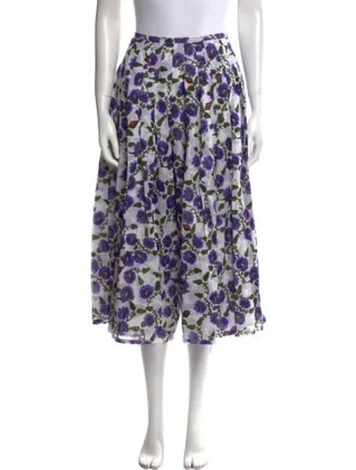 Pre-owned Samantha Sung Floral Print Midi Length Skirt In Purple