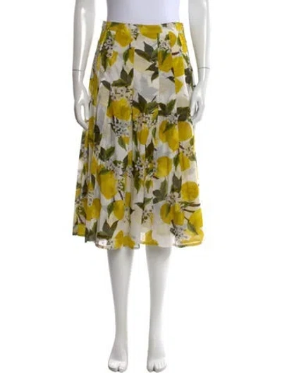 Pre-owned Samantha Sung Floral Print Midi Length Skirt W/ Tags In White