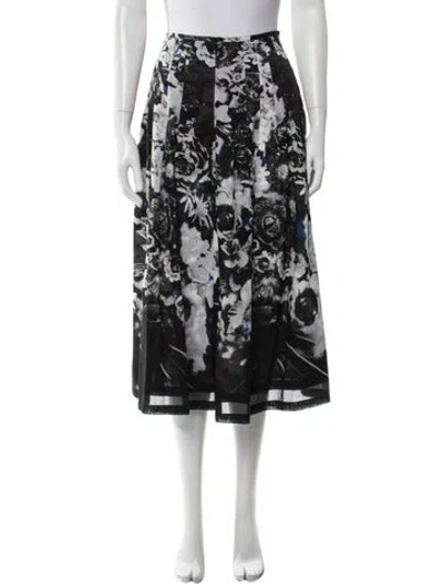 Pre-owned Samantha Sung Floral Print Midi Length Skirt In White