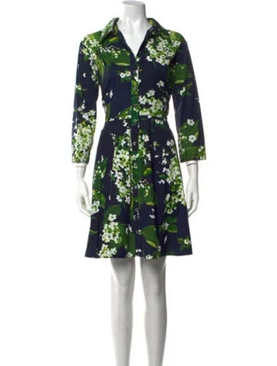 Pre-owned Samantha Sung Floral Print Mini Dress In Blue