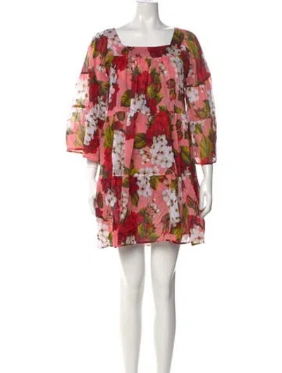 Pre-owned Samantha Sung Floral Print Mini Dress In Pink