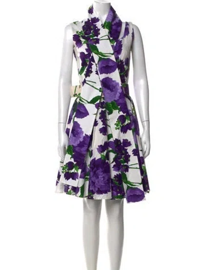 Pre-owned Samantha Sung Floral Print Mini Dress In Purple