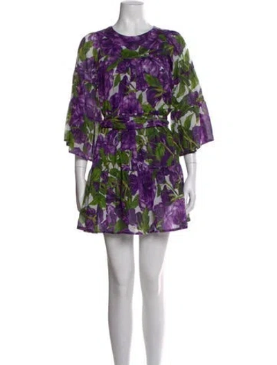 Pre-owned Samantha Sung Floral Print Mini Dress W/ Tags In Purple