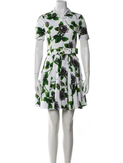Pre-owned Samantha Sung Floral Print Mini Dress In White