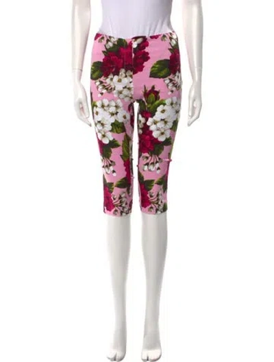 Pre-owned Samantha Sung Floral Print Skinny Leg Pants In Pink