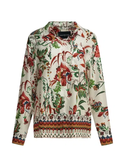 Samantha Sung Floral-print Silk Shirt In Animal Print
