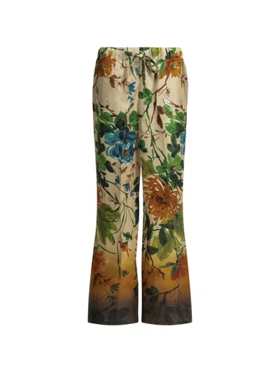 Samantha Sung Floral-print Silk Trousers In Multi