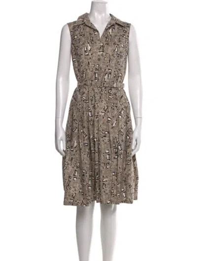 Pre-owned Samantha Sung Graphic Print Knee-length Dress In Neutral