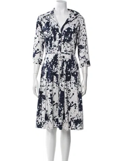 Pre-owned Samantha Sung Graphic Print Knee-length Dress In White
