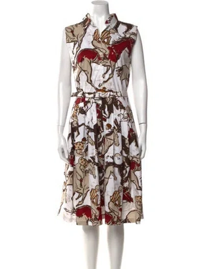 Pre-owned Samantha Sung Graphic Print Midi Length Dress In Multi