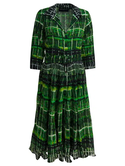 SAMANTHA SUNG SAMANTHA SUNG GREEN PLAID WOOL DRESS