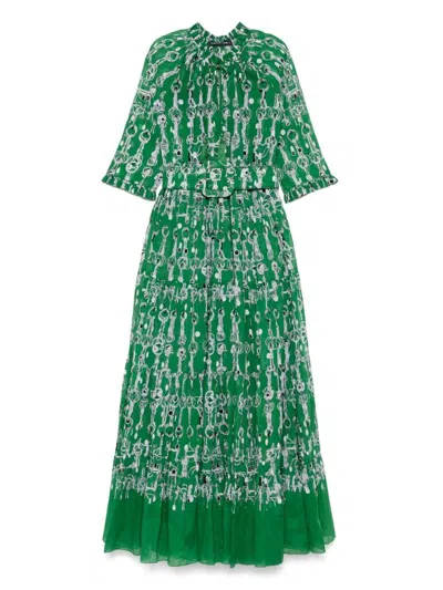 Samantha Sung Horse Chain-print Eden Maxi Dress Clothing In Green