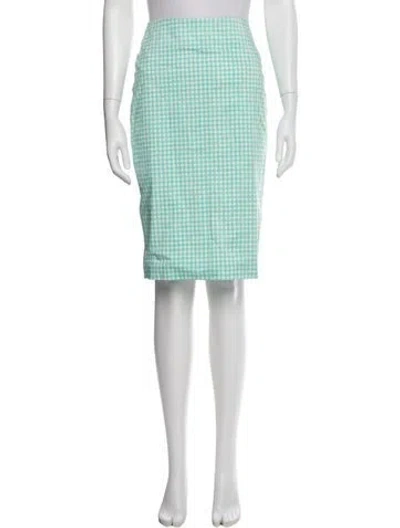 Pre-owned Samantha Sung Houndstooth Print Knee-length Skirt In Blue