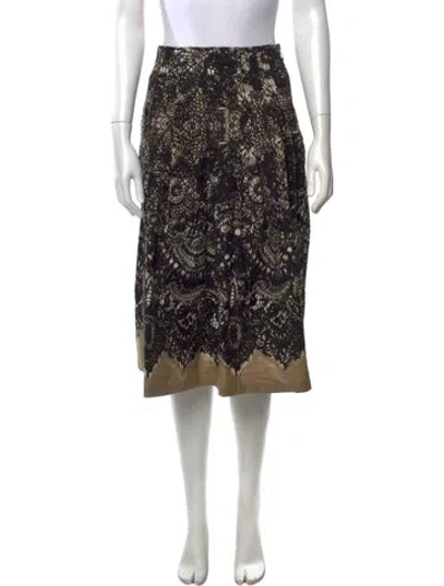 Pre-owned Samantha Sung Lace Pattern Midi Length Skirt In Black