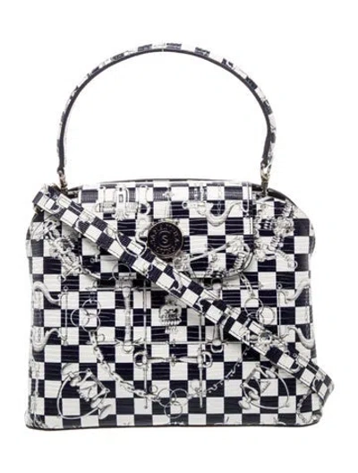 Pre-owned Samantha Sung Leather Top Handle Bag In Blue
