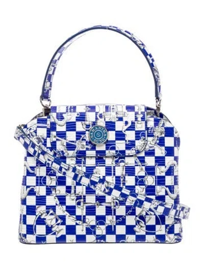 Pre-owned Samantha Sung Leather Top Handle Bag In Blue