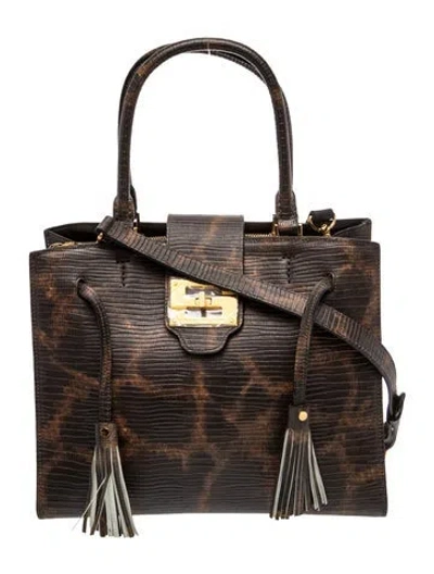 Pre-owned Samantha Sung Leather Top Handle Bag In Brown