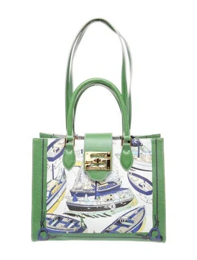 Pre-owned Samantha Sung Leather Top Handle Bag W/ Tags In Green