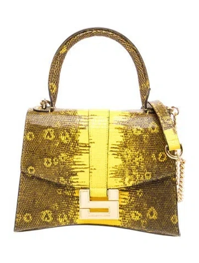 Pre-owned Samantha Sung Leather Top Handle Bag In Yellow