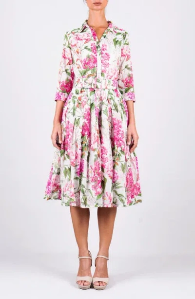 Samantha Sung Pleated Midi Audrey Shirtdress In Pink