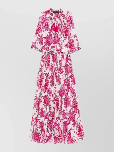 Samantha Sung Lillie Pastel Dress Belted Floral Tassel In Pink