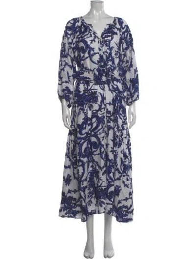 Pre-owned Samantha Sung Linen Long Dress In Multi