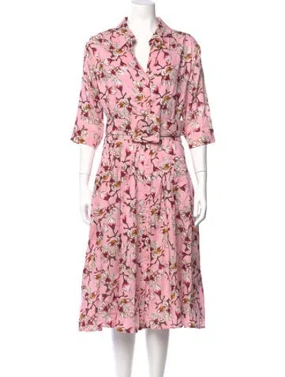 Pre-owned Samantha Sung Linen Midi Length Dress In Pink