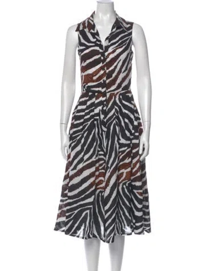 Pre-owned Samantha Sung Linen Midi Length Dress W/ Tags In Black