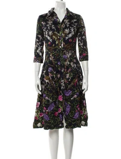 Pre-owned Samantha Sung Linen Midi Length Dress W/ Tags In Green