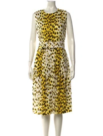Pre-owned Samantha Sung Linen Midi Length Dress W/ Tags In Yellow