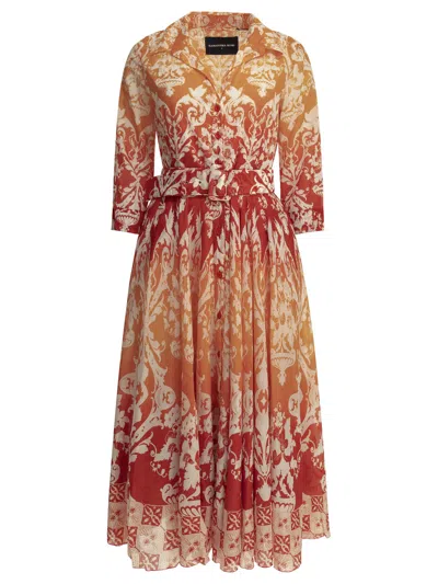 Samantha Sung Orange Cotton Dress In Multi