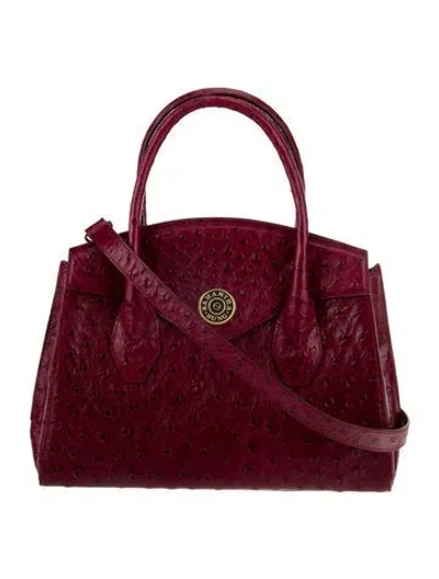 Pre-owned Samantha Sung Ostrich Top Handle Bag In Pink