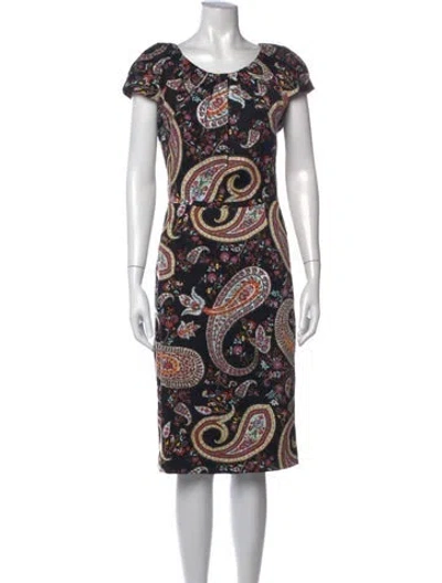 Pre-owned Samantha Sung Paisley Print Knee-length Dress In Multi