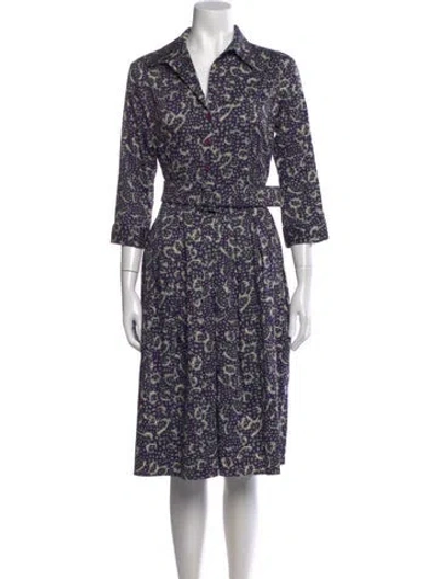 Pre-owned Samantha Sung Paisley Print Knee-length Dress In Purple
