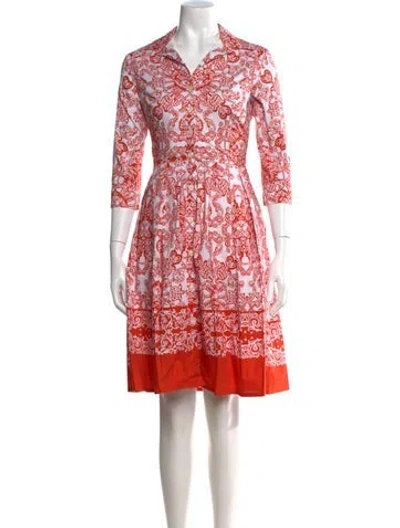 Pre-owned Samantha Sung Paisley Print Knee-length Dress W/ Tags In Red