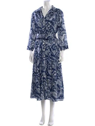 Pre-owned Samantha Sung Paisley Print Long Dress In Blue