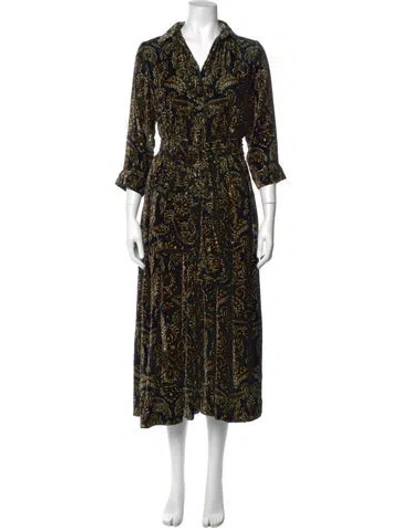 Pre-owned Samantha Sung Paisley Print Long Dress W/ Tags In Black