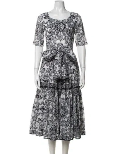Pre-owned Samantha Sung Paisley Print Long Dress In White