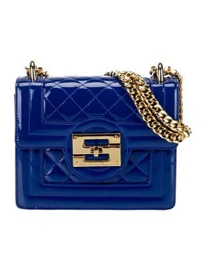 Pre-owned Samantha Sung Patent Leather Crossbody Bag In Blue